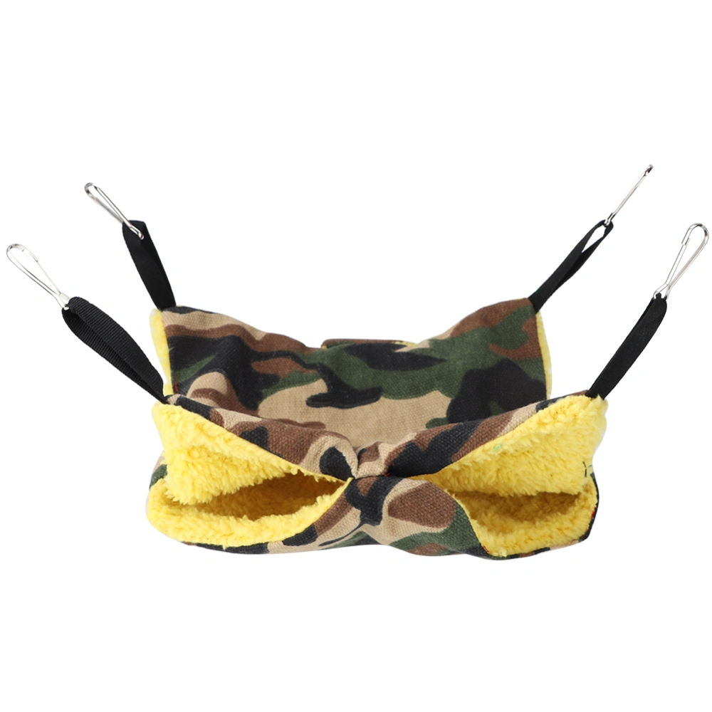 Small Pet Animal Hamster Warm Winter Double Deck Hammock Hanging Bed Cage with Hooks(Camouflage (20x20cm) )