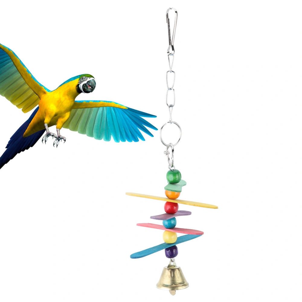 Bird Wooden Colorful Five Leaves Flower Hanging Swing Parrots Chewing Biting Playing Toy Cage Accessories