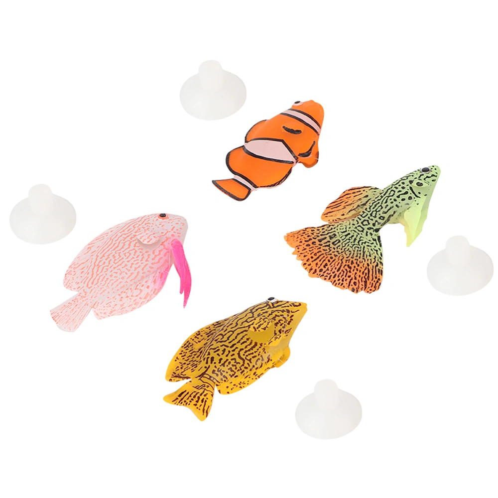 4PCS Aquarium Fish Tank Luminous Silicone Artificial Fake Fish Landscape Ornament Decoration Accessory