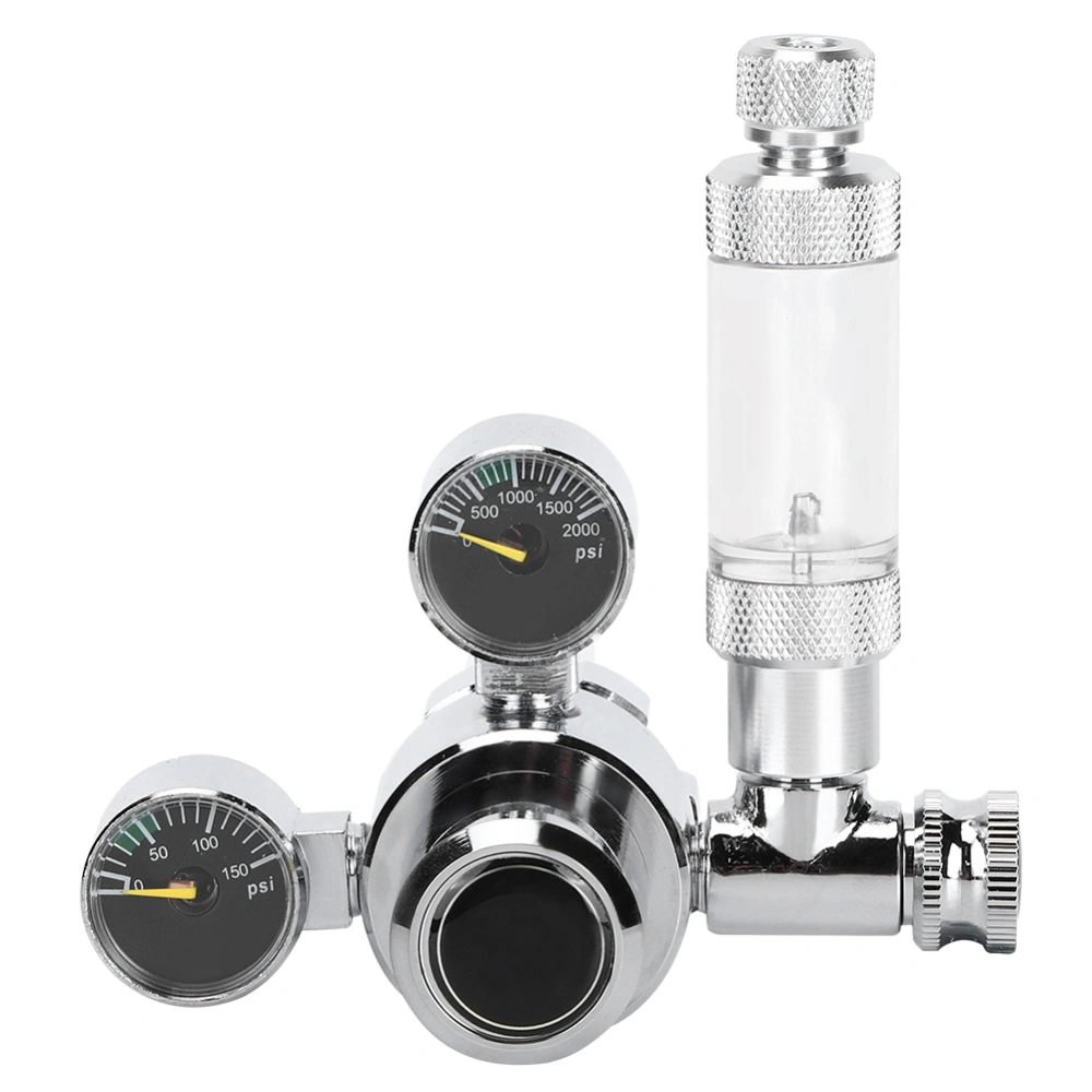 Stainless Steel Aquarium CO2 Bubble Regulator Counter Water Plants Cylinder Flow Valve Decompression Table W21.8