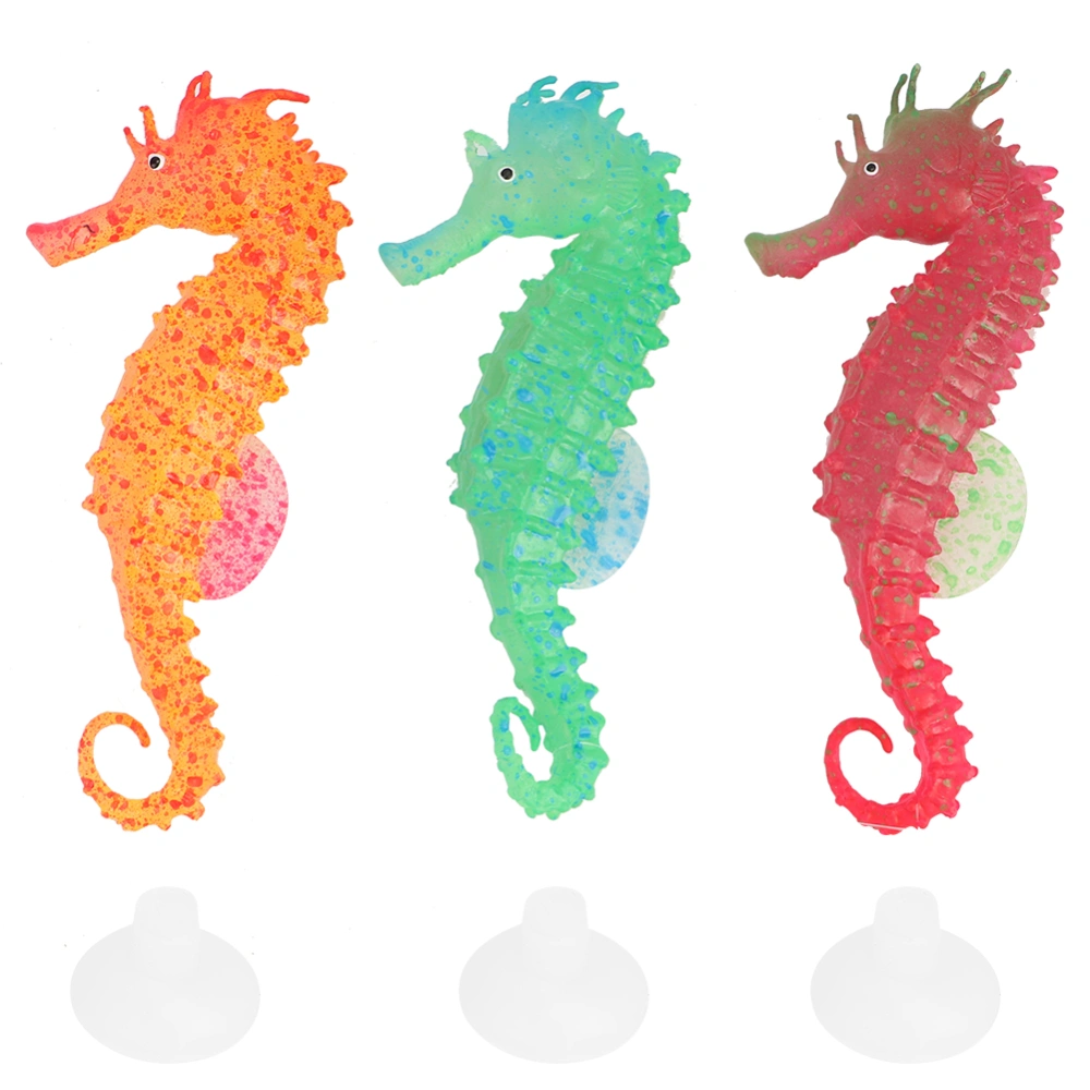 3Pcs Silicone Luminous Simulation Bionic Sea Horse Landscape Decoration for Fish Tank Aquarium