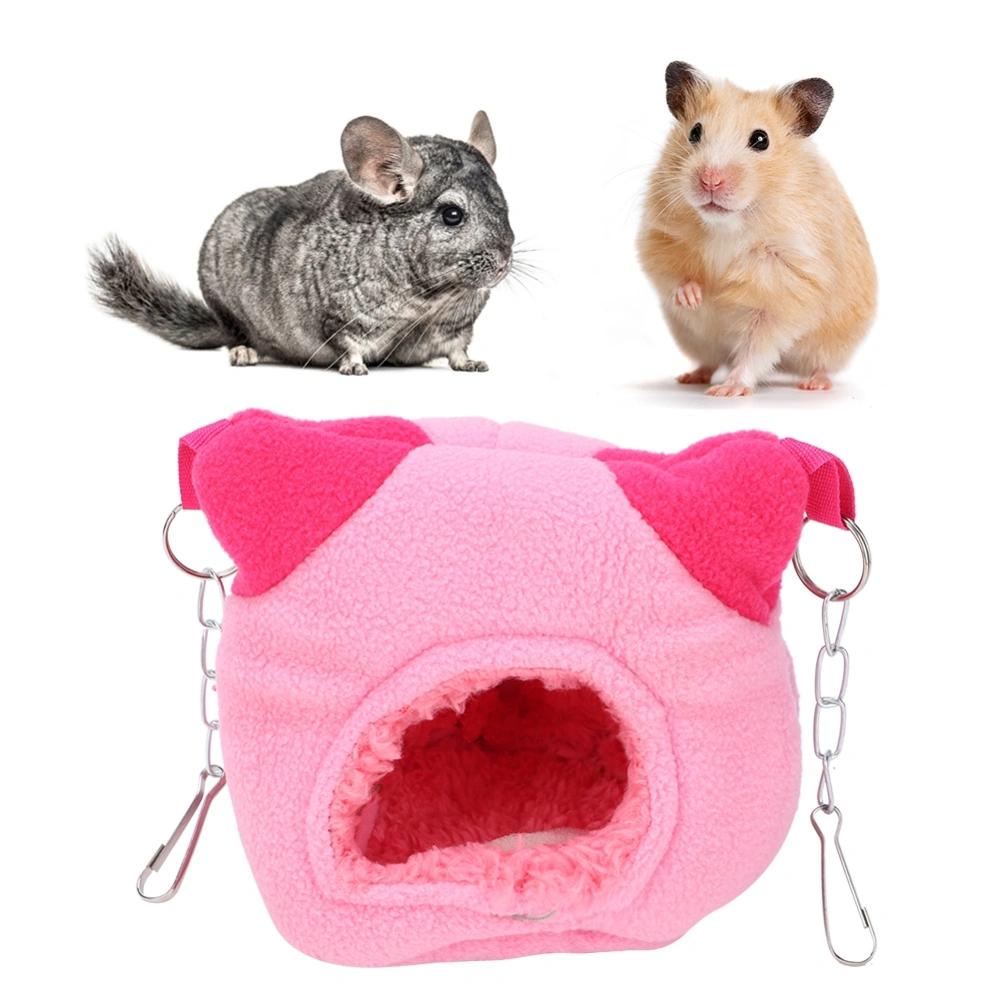 Flannelette Pet Hamster Warm Hammock Hanging Sleeping Nest House Swing Bed for Squirrel Guinea Pig ParrotsRose Red