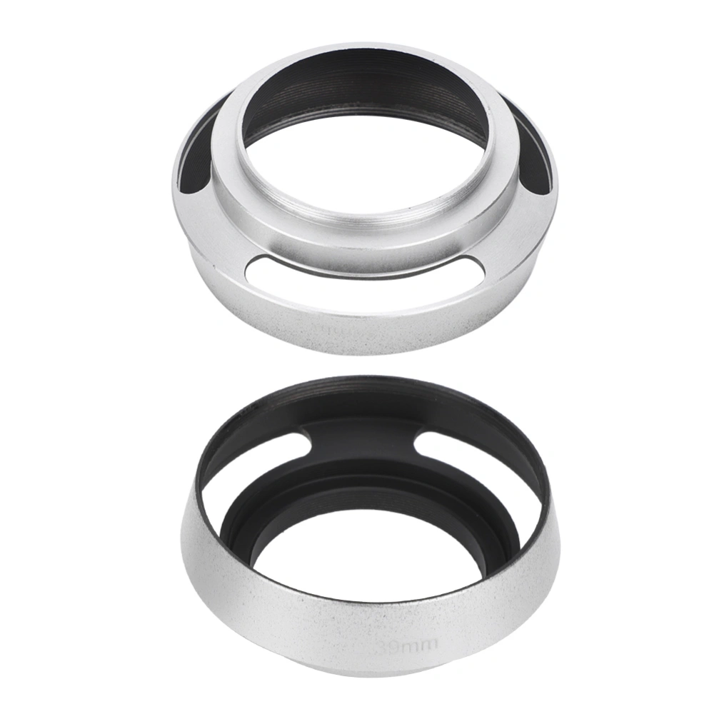 2Pcs Aluminium Alloy Hollow Out Lens Hood 39 mm for Leica Camera Silver