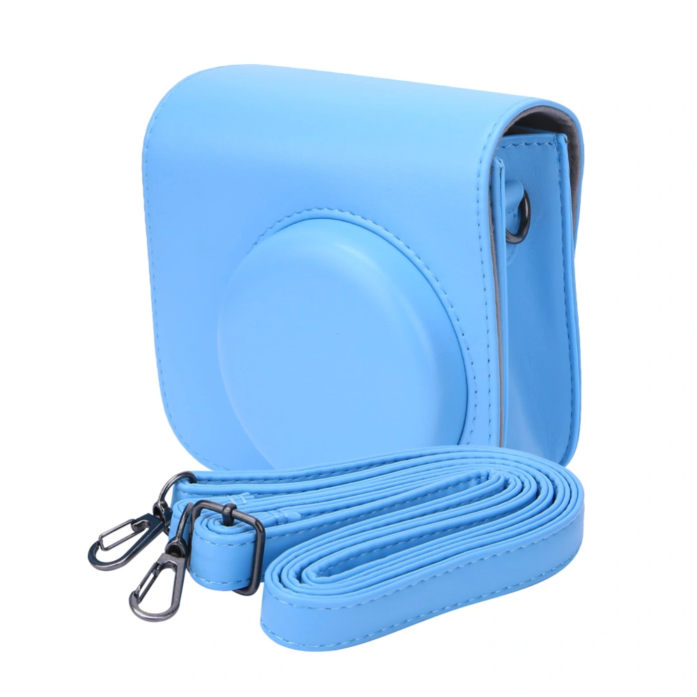 PU Leather Portable Single Shoulder Camera Case Protective Pouch Cover Bag for Fujifilm Instax mini8/8+/9(Light Blue )