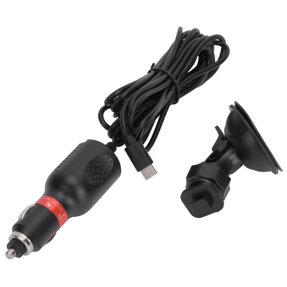 Black Plastic Car Charger with Suction Cup Bracket Holder 3m Length Charging Cable for SJCAM A10