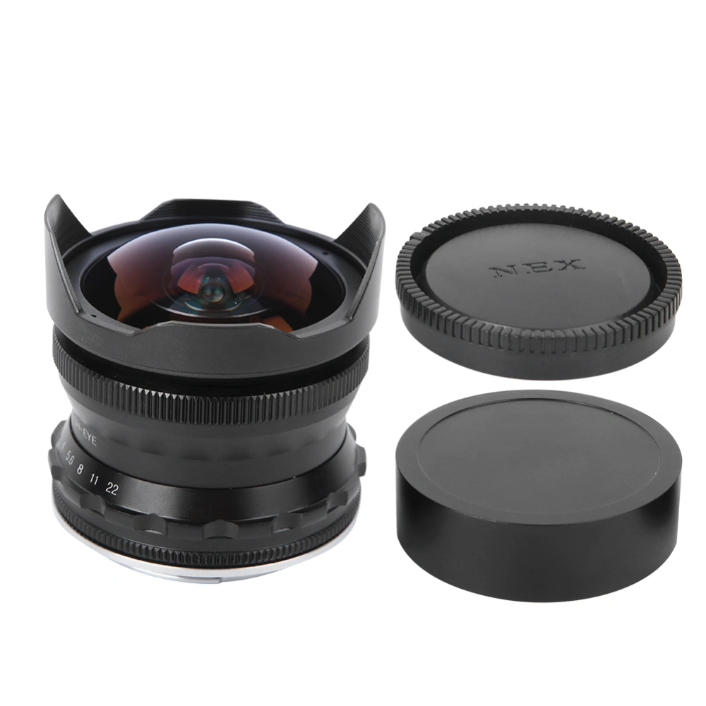 7.5MM F2.8 Fisheye Mirrorless Camera Lens Optimize Imaging Brass Mount M4/3 Mounts for Olympus E M5 E M5II E M10 E M10II E M10III(black )