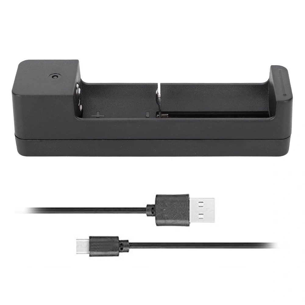 Black PC Universal Single Slot USB Battery Charger Adapter LED Intelligent Charging for Li Ion Cell 18650 26650 14500