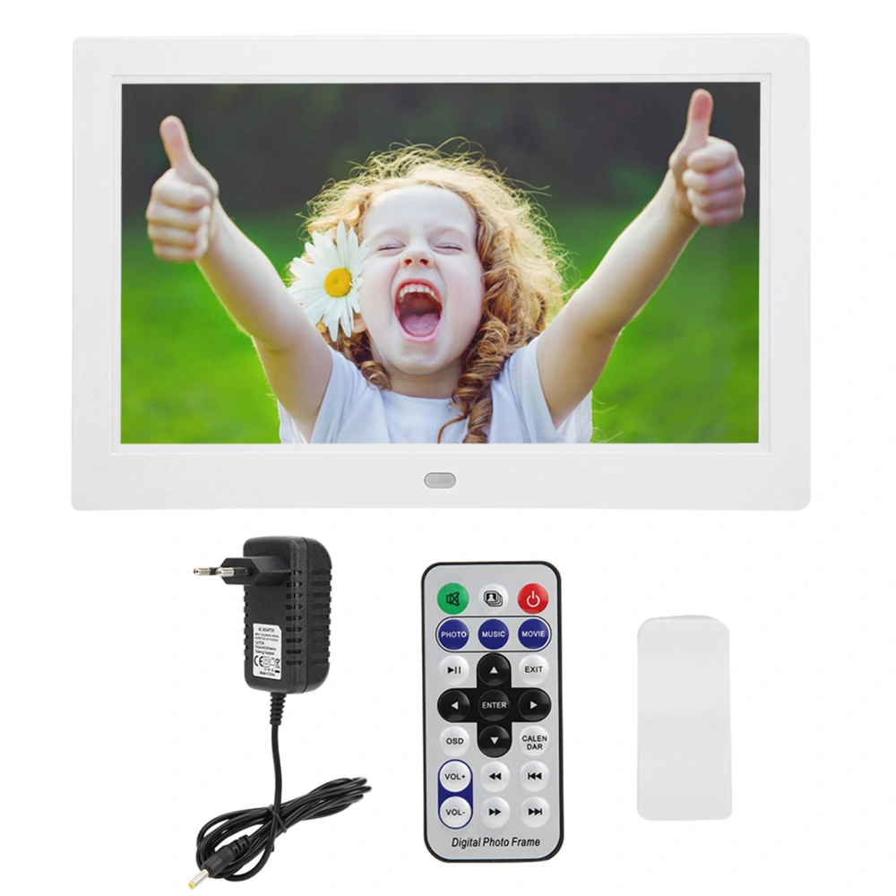 10 inch 1024*600 HD Digital Photo Frame Screen Multiple Languages Screens Ratio 16:9(white EU (100-240V))