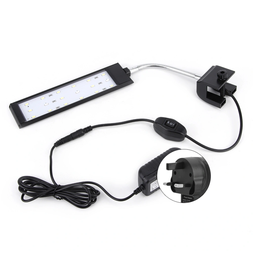 7W 18-LED Fish Tank Clip on Light High Brightness Clamp Aquarium Lamp 100-240VUK Plug 100-240V