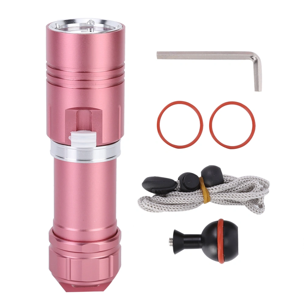 L2 LED Flashlight Torch 100M Diving Waterproof for Camping Stepless Dimmingpink