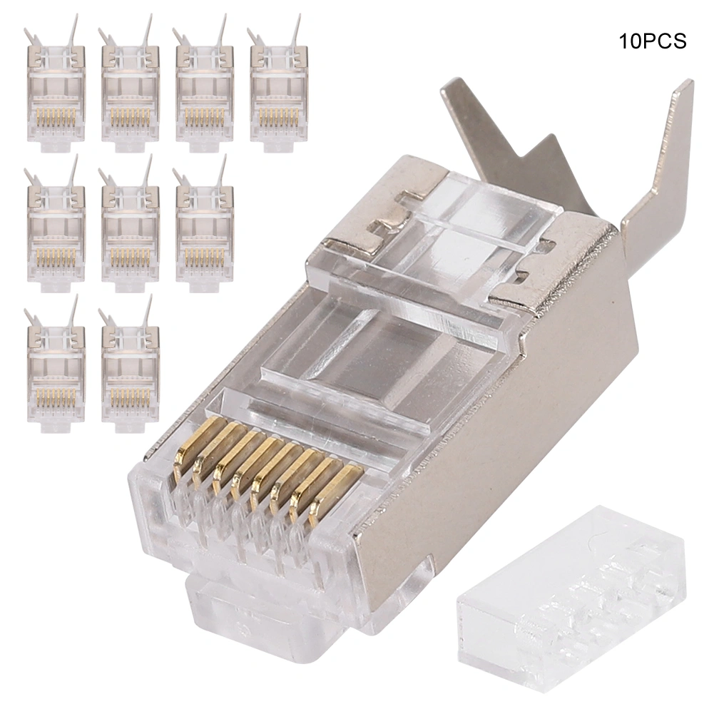 10 Pcs Shielded RJ45 8P8C CAT7 30GIP Communication Network Server Connectors Ethernet Cable RJ45