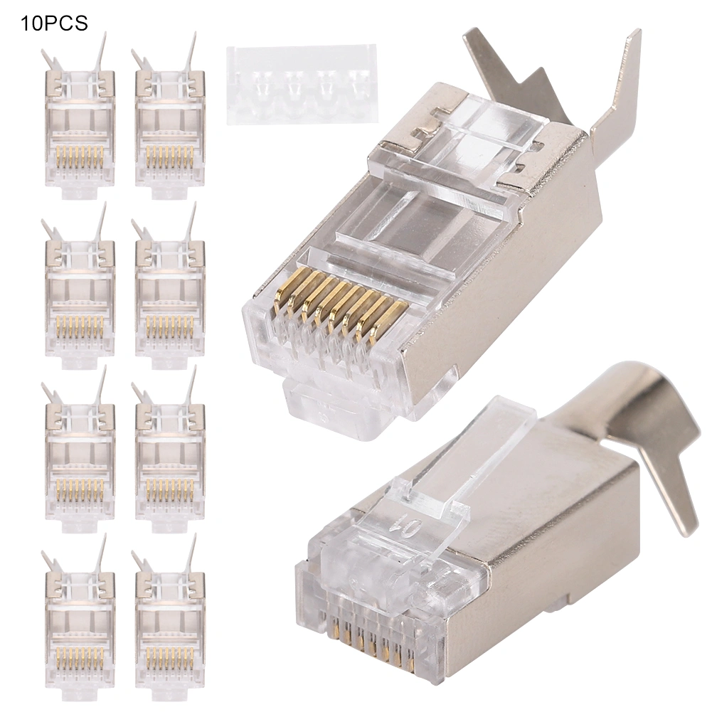 10 Pcs Shielded RJ45 8P8C CAT7 30GIP Communication Network Server Connectors Ethernet Cable RJ45