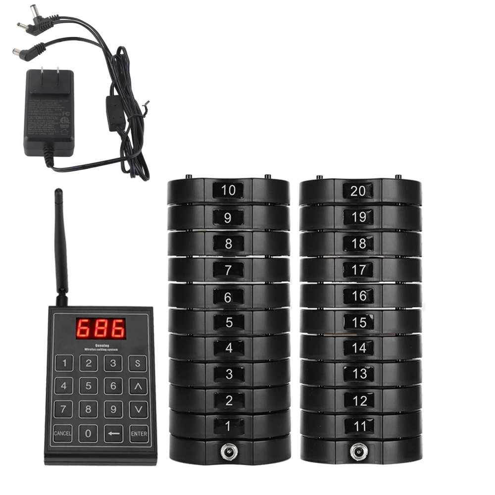 668‑S Wireless Guest Customer Restaurant Pager 1 Keypad Sender+20 Coaster Pager (100‑240V)(US )