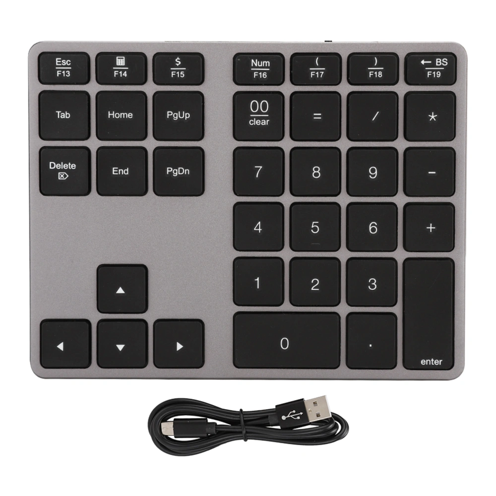 BT308 35 Keys Numeric Keypad Rechargeable Wireless Ultra Thin Keyboard Compatible with Bluetooth 5.0(Iron Gray )