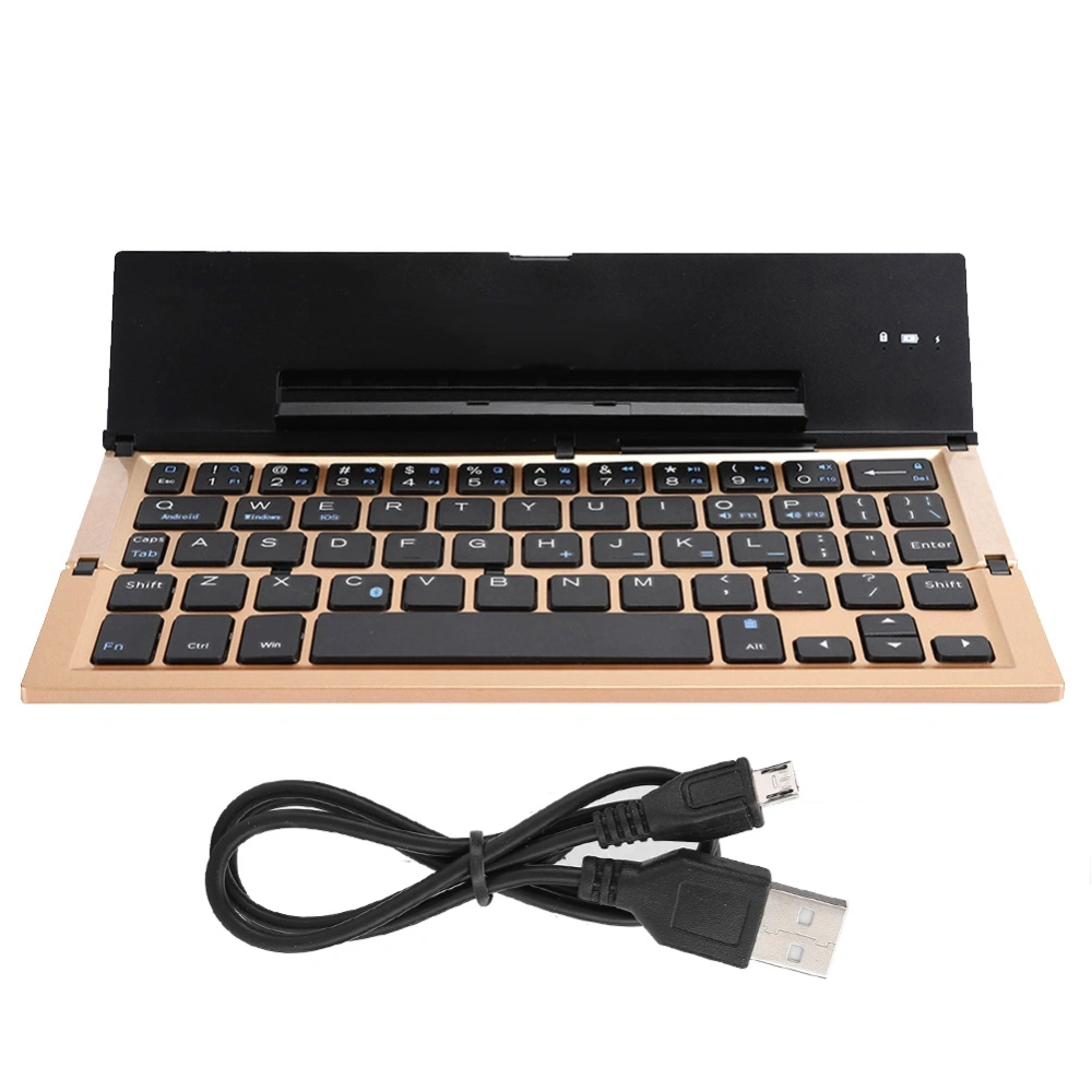 Mini Keyboard PC Accessory Computer Parts Foldable Square Gold with Stand for Bluetooth