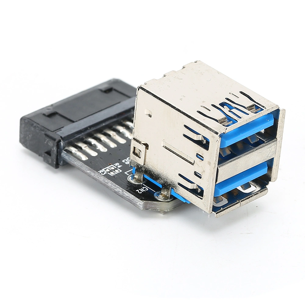 19PIN to 2-Port USB 3.0 Adapter Converter Black ABS Computer Equipment Accessories
