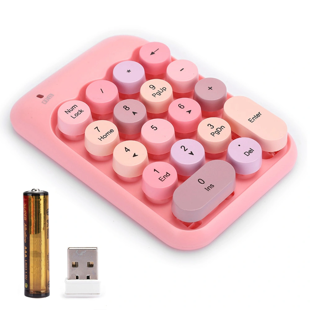 Mini 2.4G Wireless Numeric Keypad Vintage Colorful Round Cap Num Keyboard Waterproof 18-Keys for Financial Accounting