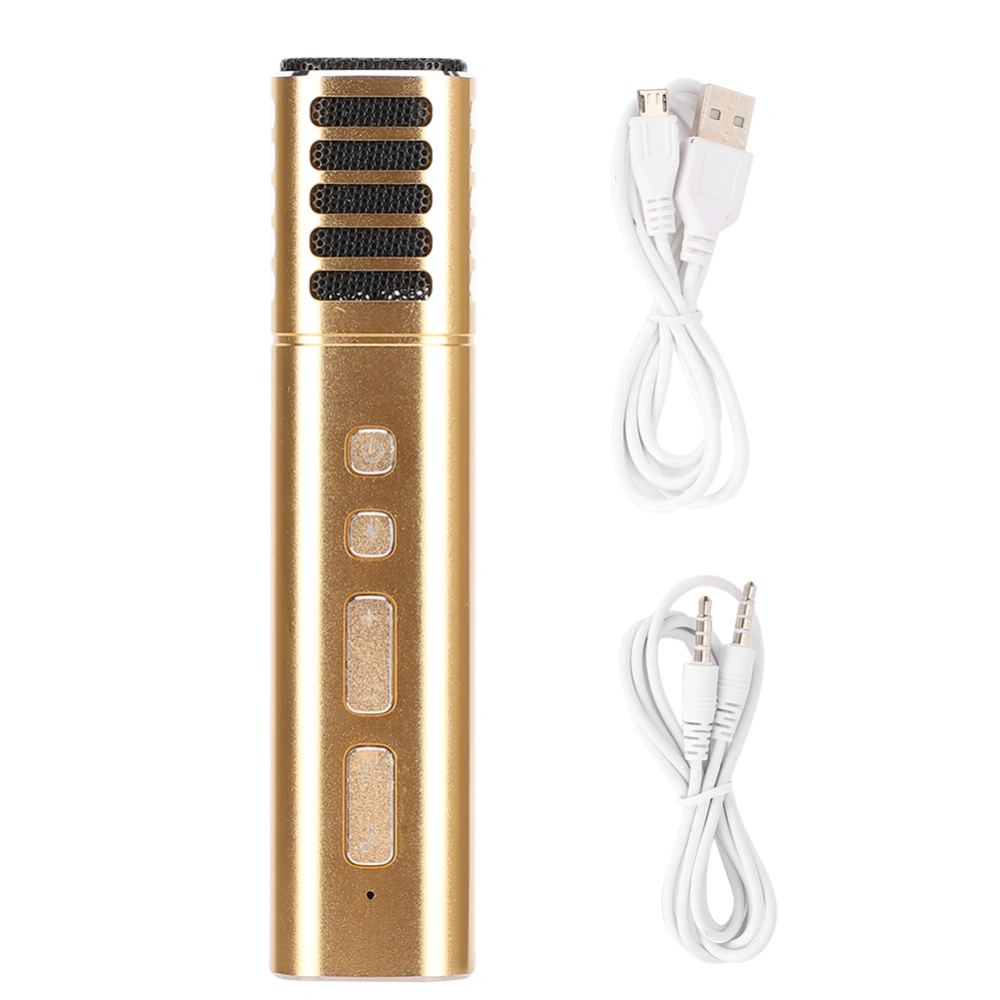 A9 Wired Capacitive Microphone with Sound Card Portable Mic Voice Podcasting for Karaoke ConferenceGold