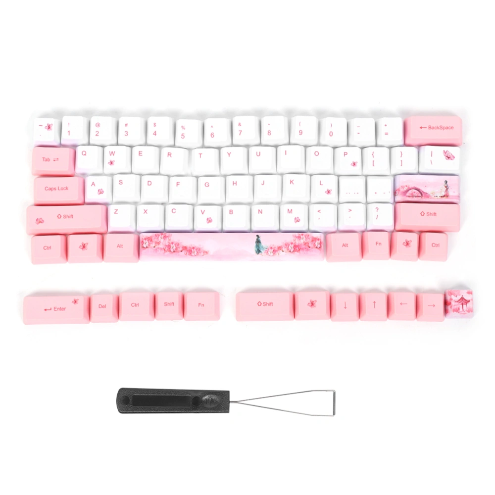 73PCs Sublimation Keycaps PBT Mechanical Keyboard Accessory PC Parts with Cute Pattern6064 Girl-Pattern