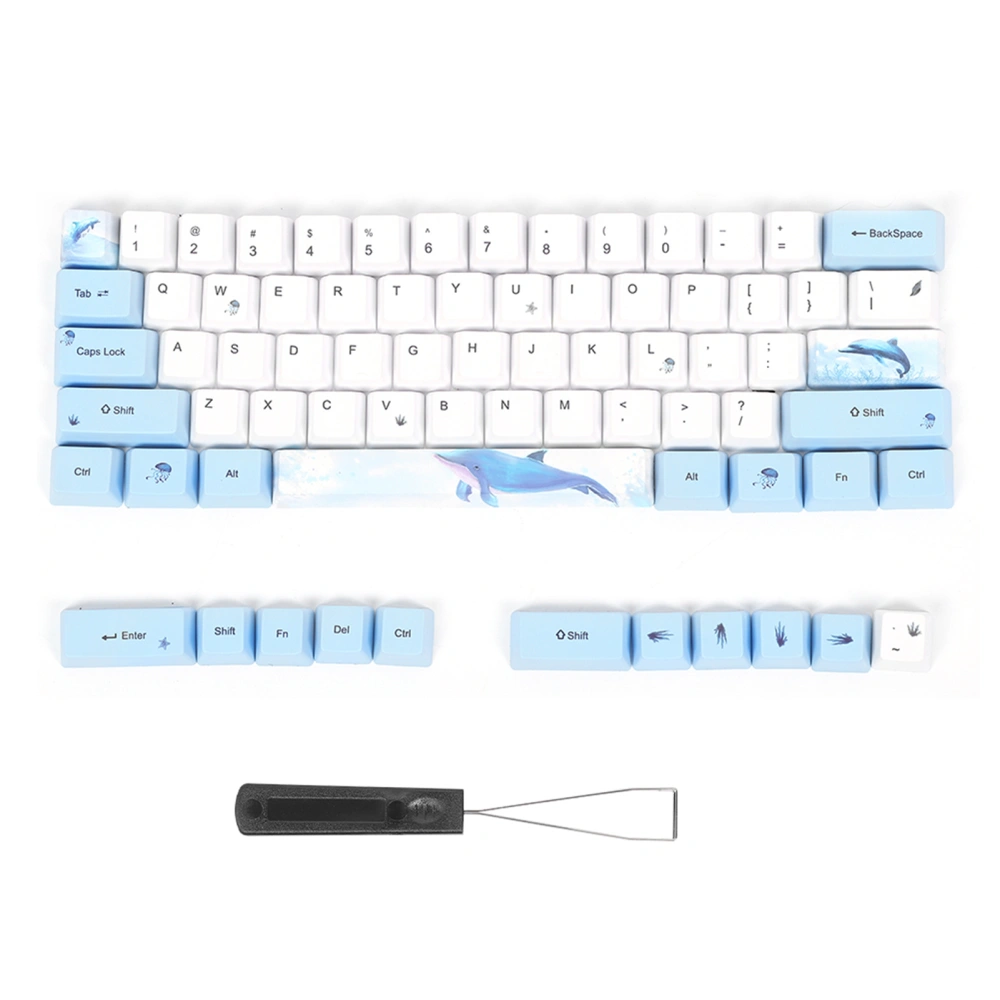 73PCs Sublimation Keycaps PBT Mechanical Keyboard Accessory PC Parts with Cute Pattern6064 - Whale Pattern