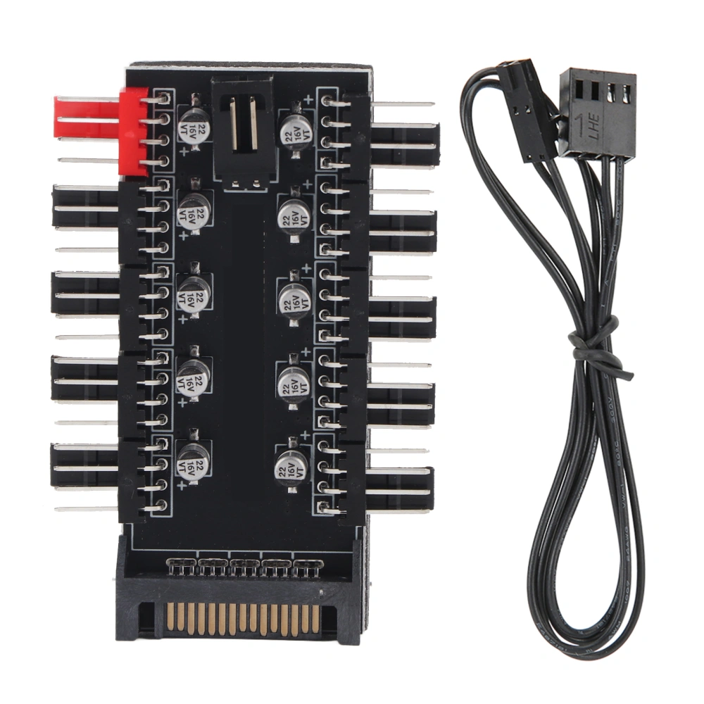 PC Chassis Fan Hub Computer Tempreture Regulator 4pin CPU Cooling Hub for Computer Case With PWM CableSATA Interface