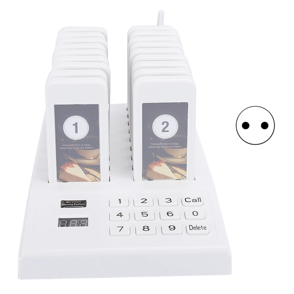 Pager Meal Puller Queue Wireless Calling System Receiver for Restaurant SU‑666B 100‑240VEU Plug