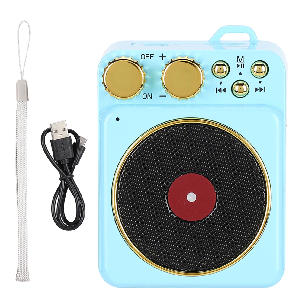 DC 3.7V Retro Bluetooth 5.0 Speaker with Smart Audio Voice Broadcast for MP3 / TF CardBlue