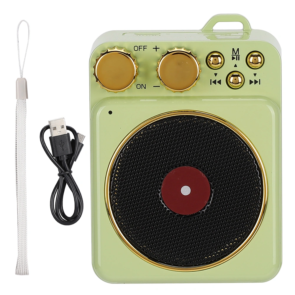 DC 3.7V Retro Bluetooth 5.0 Speaker with Smart Audio Voice Broadcast for MP3 / TF CardGreen