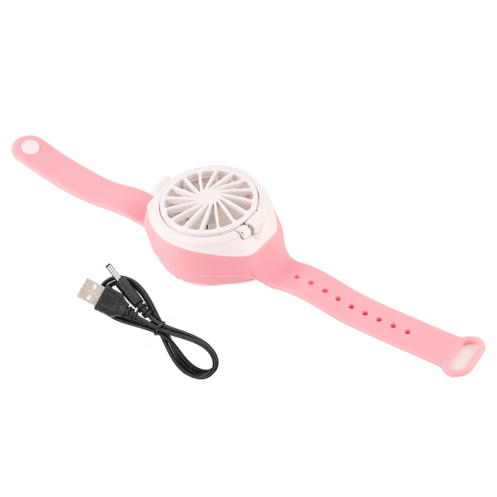 USB Watch Fan Hand Worn Charging Small Built In Battery Summer Mini Portable Universal(Pink )