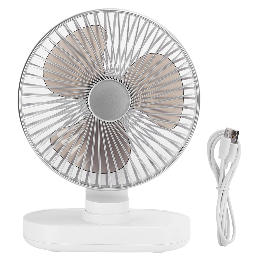 USB Desktop Fan Mini 4‑Speed Small Rechargeable Home Office Desk Mute Table Shaking FansSilver