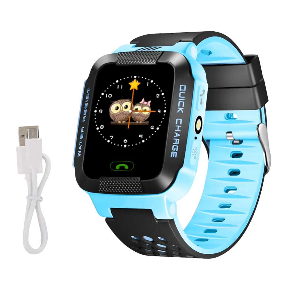 Children Smart LBS GPS Positioning Two Way Call Multi Language Plug In Card Phone Watch(Blue English )