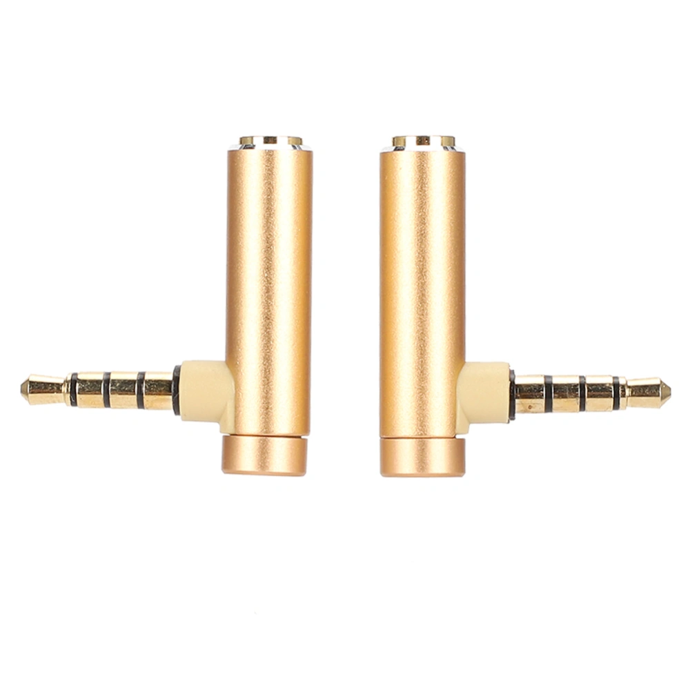 2PCS 3.5mm Male to Female Audio Adapter Right Angle Stereo Headphone Cable Jack PlugGold