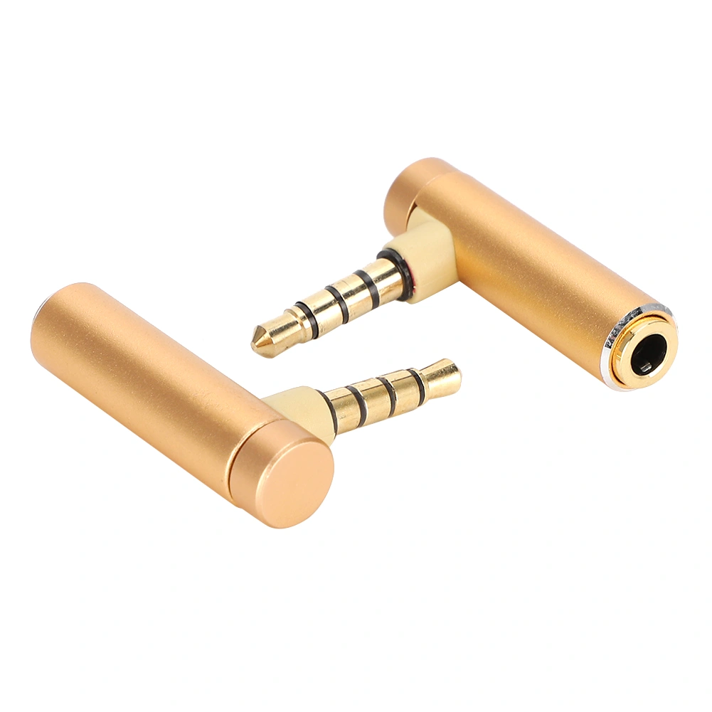 2PCS 3.5mm Male to Female Audio Adapter Right Angle Stereo Headphone Cable Jack PlugGold