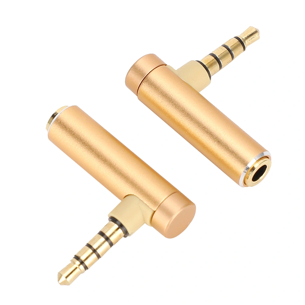 2PCS 3.5mm Male to Female Audio Adapter Right Angle Stereo Headphone Cable Jack PlugGold