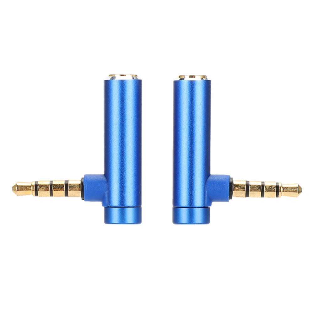 2PCS 3.5mm Male to Female Audio Adapter Right Angle Stereo Headphone Cable Jack PlugBlue