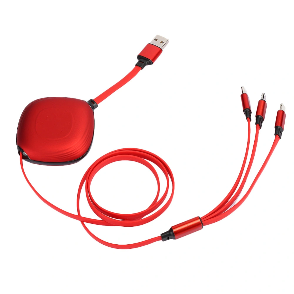 TPE Wire Compact Lightweight 3 In 1 High Quality Unidirectional Stretching Flexible Mobile Phone Quick Charging CableRed