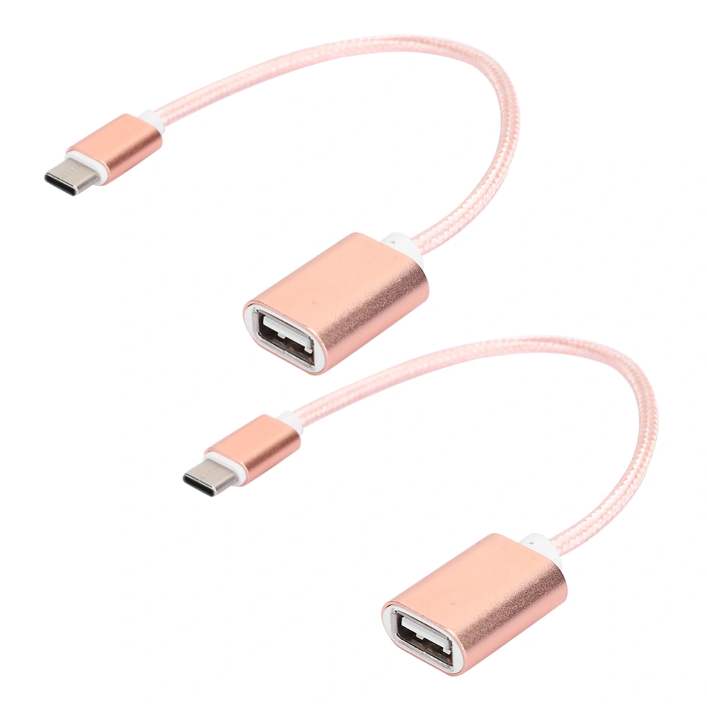 2Pcs TypeC Patch Cord USB Box USB Flash Disk Card Reader Transfer OTG Adapter Cablepink