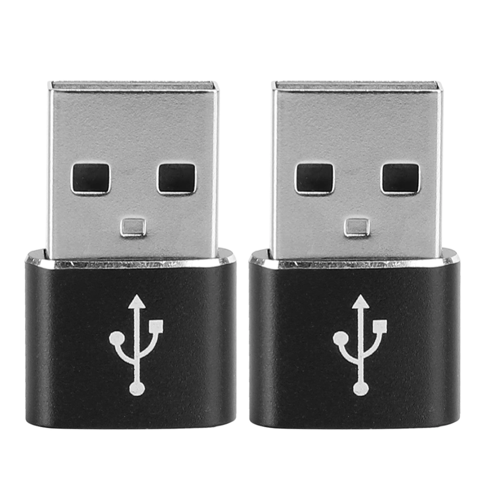 2PCS Aluminium Alloy TypeC to USB Adapter for Charging Synchronization Data Transmission(Black )