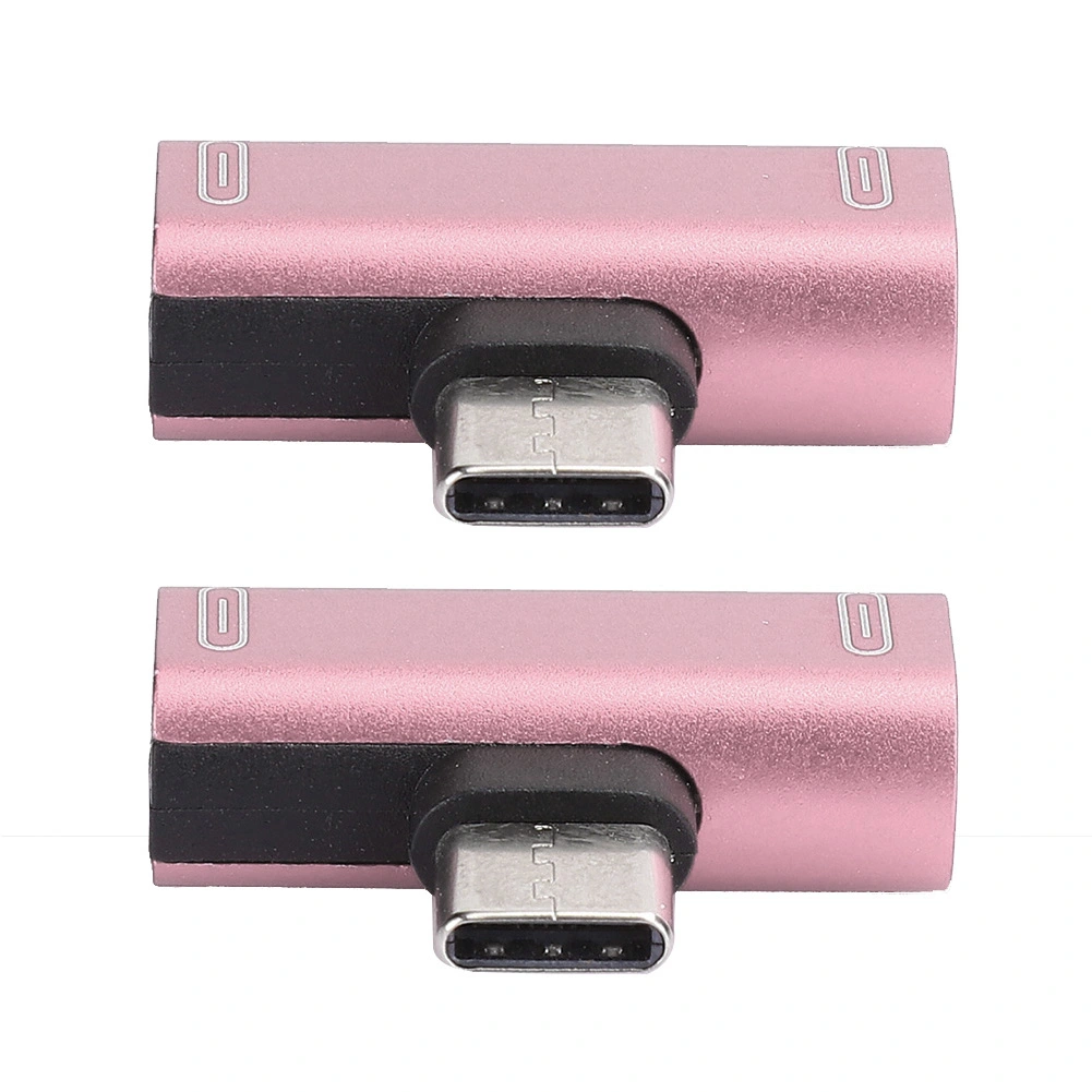 2PCS TypeC Converter Splitter Dual 2 In 1 to Headphone USB Audio Charger Adapter Pink(Pink )
