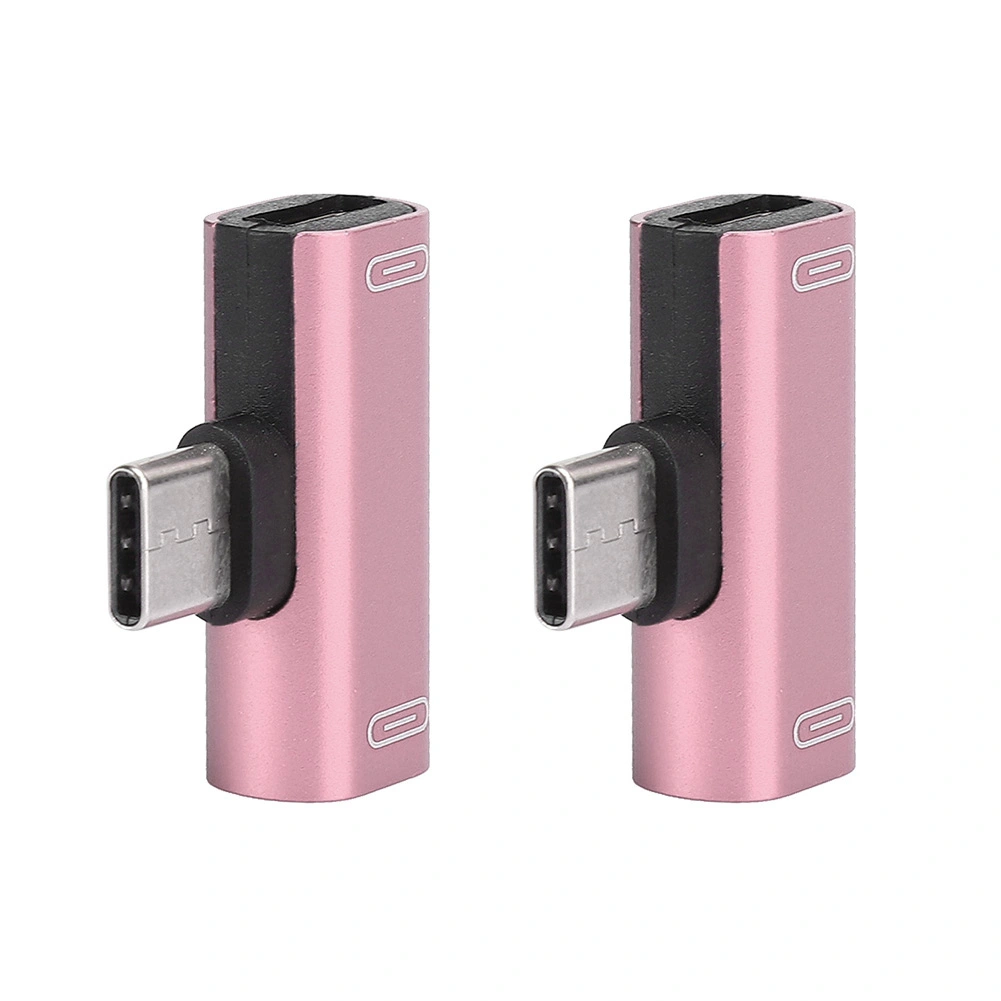 2PCS TypeC Converter Splitter Dual 2 In 1 to Headphone USB Audio Charger Adapter Pink(Pink )