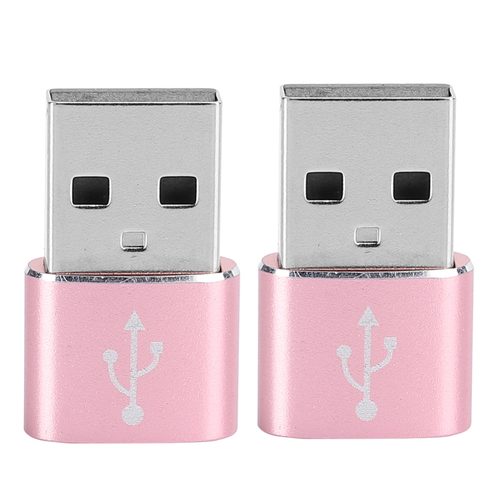 2PCS Aluminium Alloy TypeC to USB Adapter for Charging Synchronization Data Transmission(Pink )