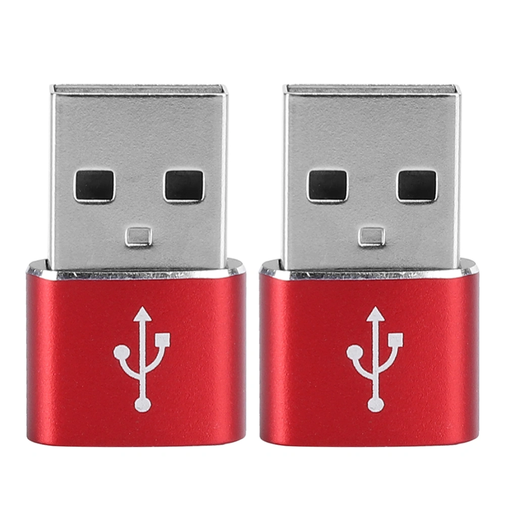 2PCS Aluminium Alloy TypeC to USB Adapter for Charging Synchronization Data Transmission(Red )