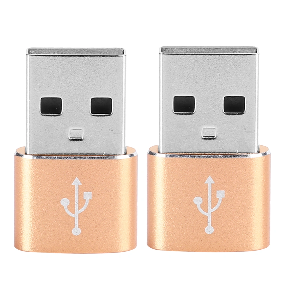 2PCS Aluminium Alloy TypeC to USB Adapter for Charging Synchronization Data Transmission(Gold )