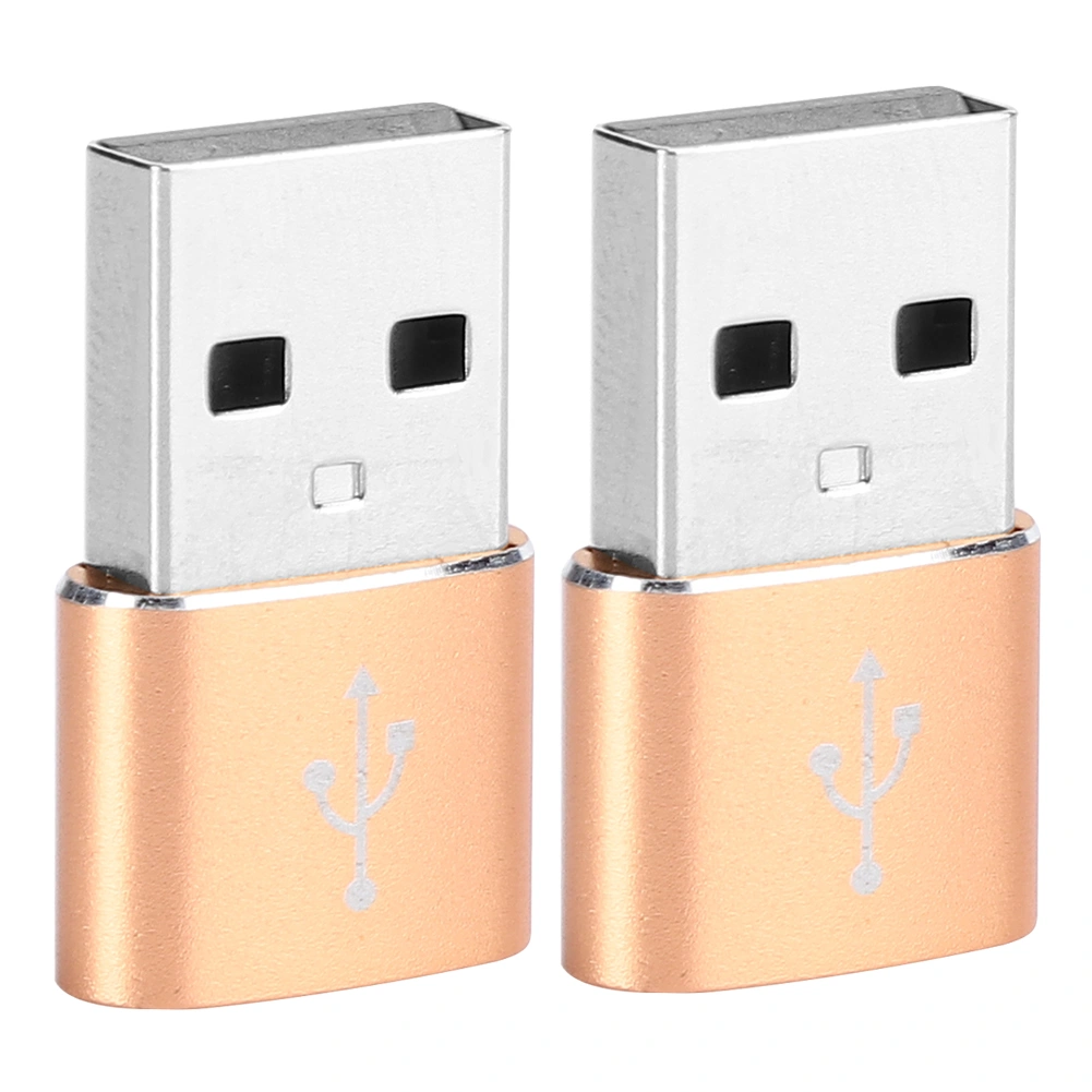 2PCS Aluminium Alloy TypeC to USB Adapter for Charging Synchronization Data Transmission(Gold )