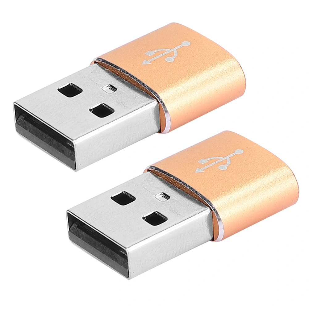 2PCS Aluminium Alloy TypeC to USB Adapter for Charging Synchronization Data Transmission(Gold )