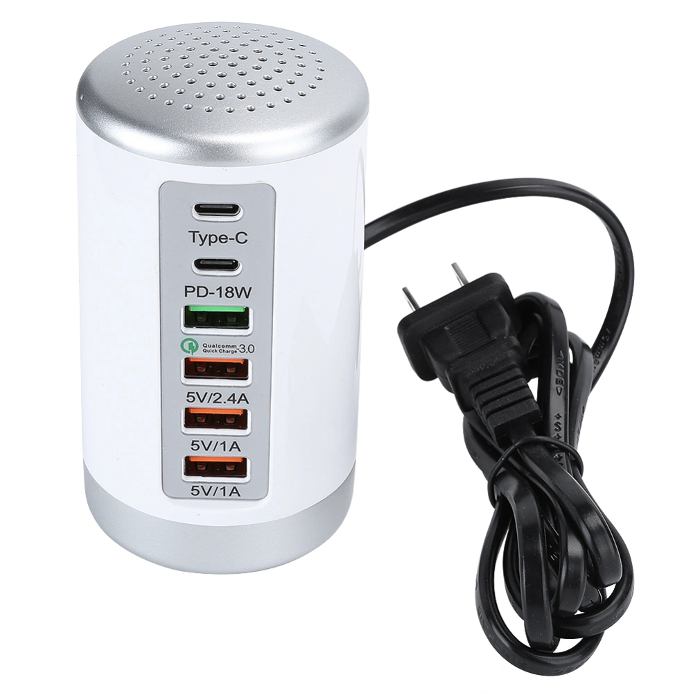 Fast Charger Hub 6 Ports USB TypeC QC3.0 PD 18W Charging Station for Phone Tablet Computer 65W US Plug 100240V(White )