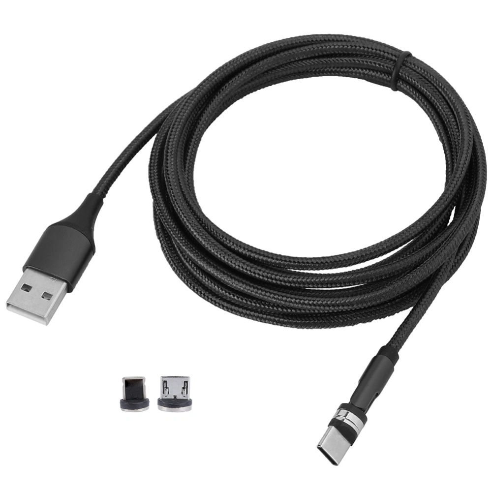 3 in 1 360 Degree Rotate TypeC Magnetic USB Charger Micro USB Fast Charging Cable 1M(Black )