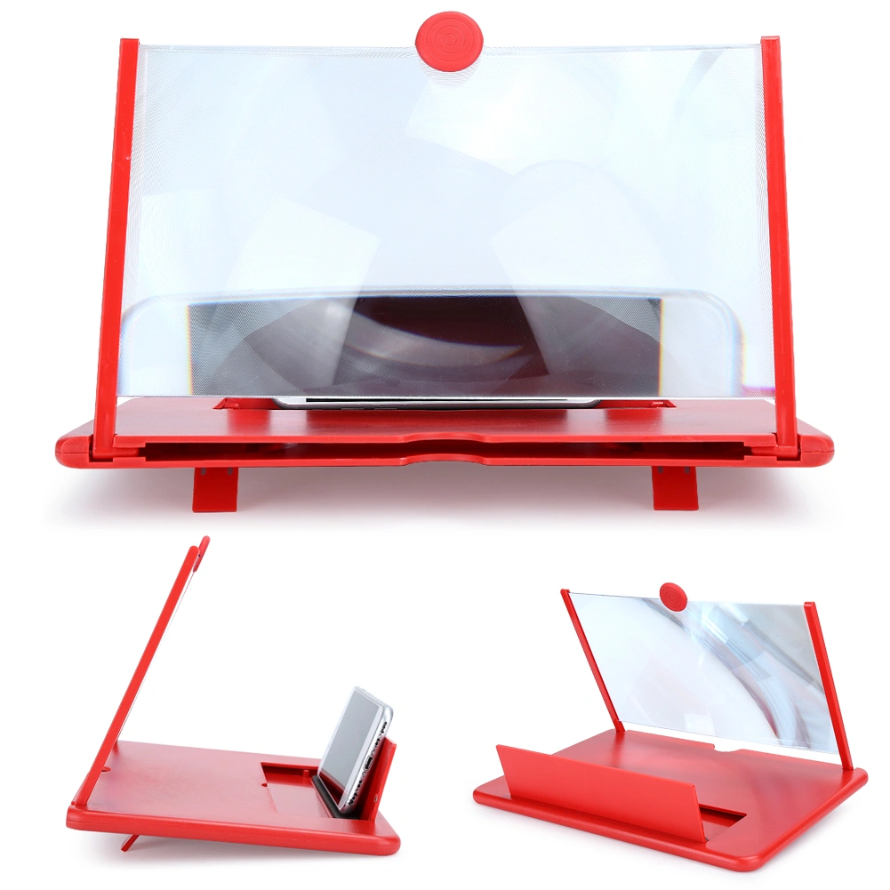 Mobile Phone Screen Amplifier 3D 12in High Definition Magnifier Stand BracketRed