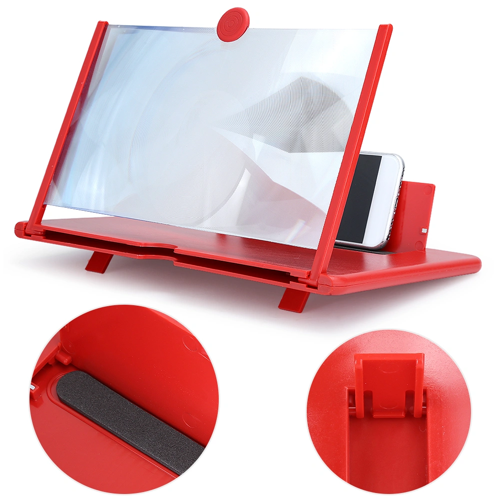 Mobile Phone Screen Amplifier 3D 12in High Definition Magnifier Stand BracketRed