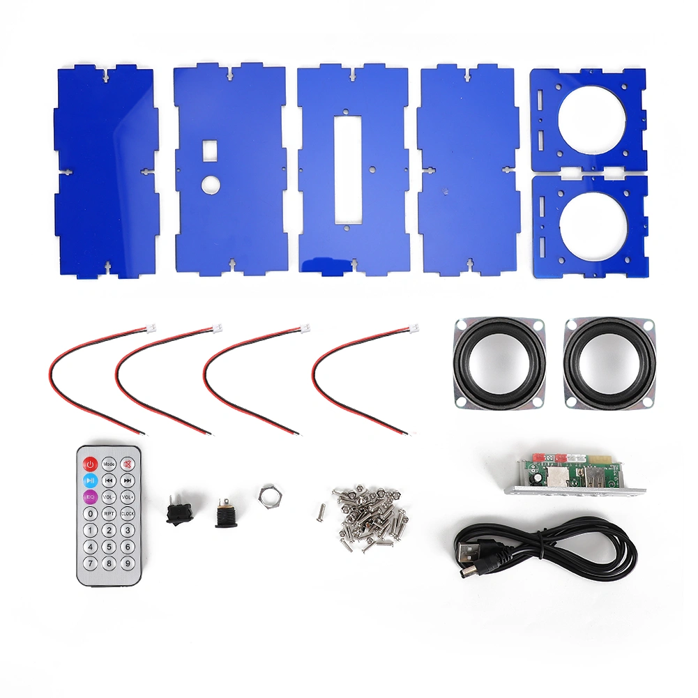 Bluetooth Speaker DIY Kit MP3 Music Pack Stereo sound 3W Mini Power Amplifier with Remote ControlBlue